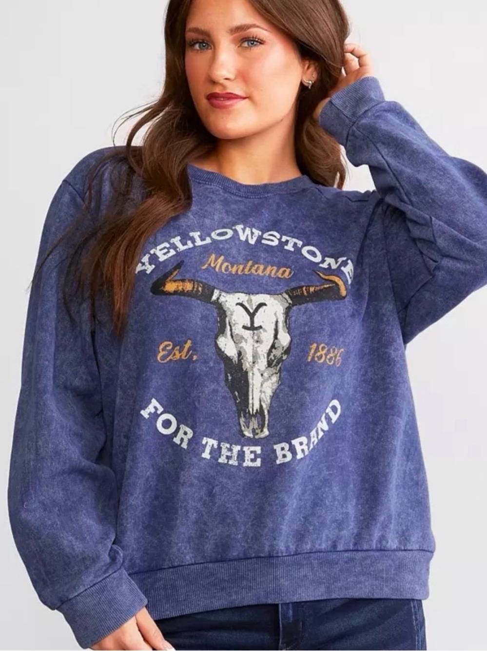 Buckle Blue Long Sleeve Tee with Graphic